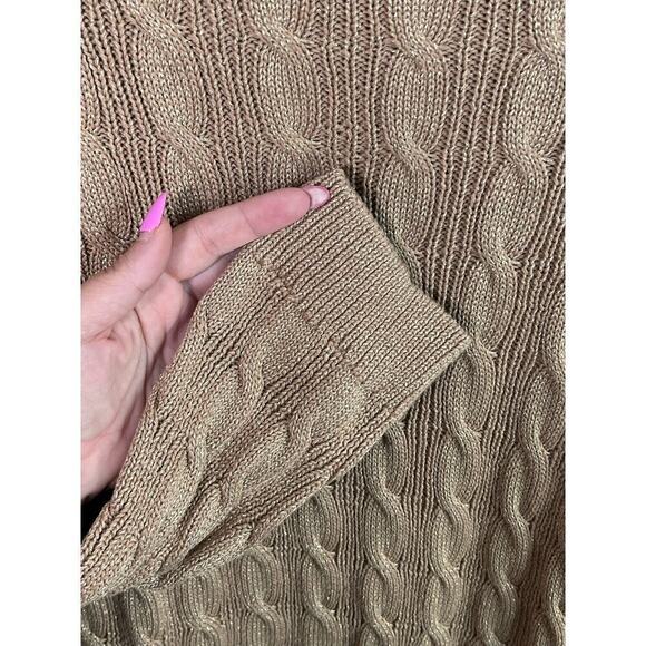 Lauren Ralph Lauren Cable-Knit Boat Neck Sweater Pullover Camel Women's Plus 2X - Picture 5 of 9